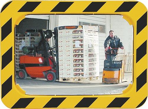 Sicherheits-/Verkehrsspiegel H400xB600mm Kunststoff,gelb/schwarz f.2 Richtungen