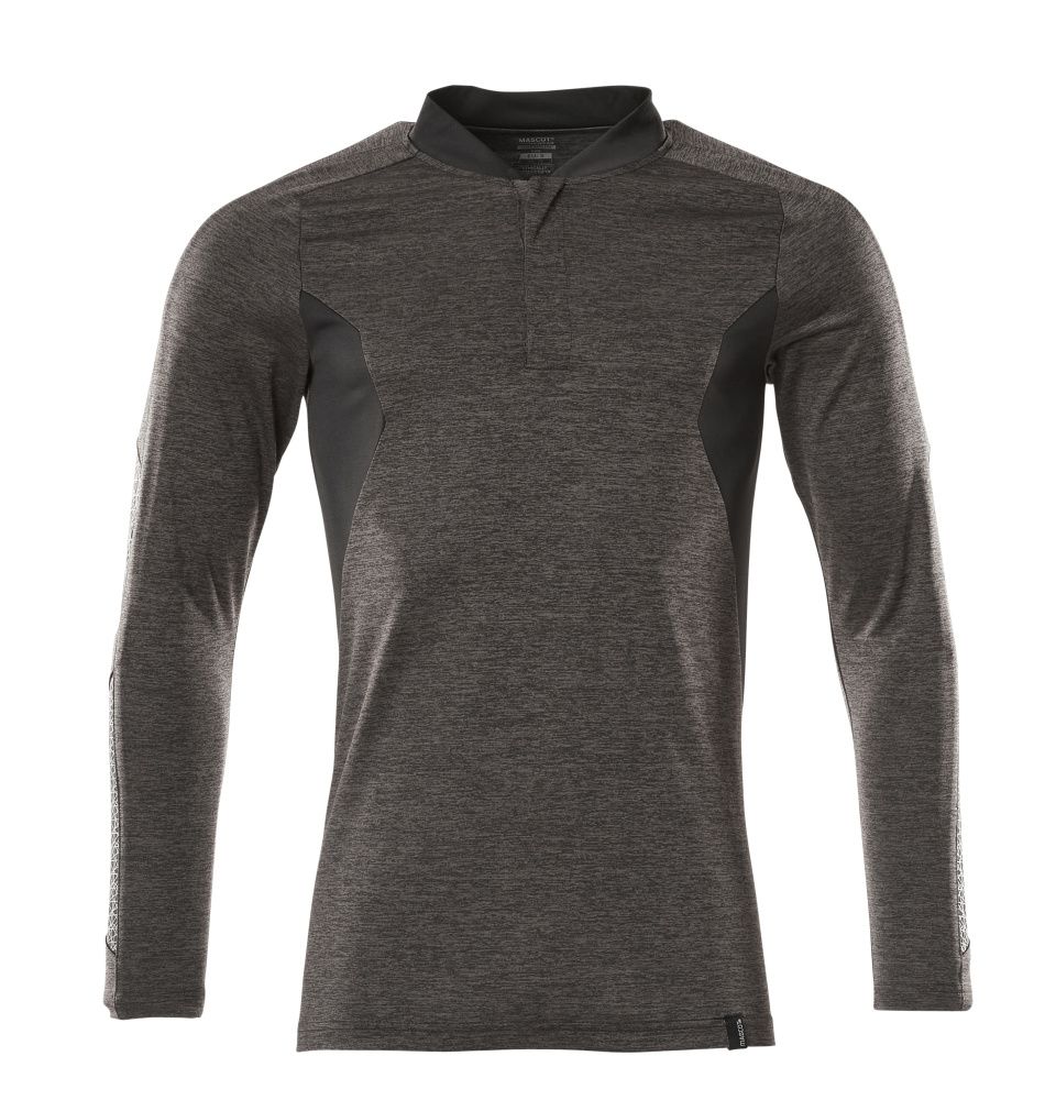 Polo-Shirt, Langarm ACCELERATE Dunkelanthrazit  meliert/Schwarz 2XLONE
