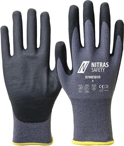 Handschuhe 8700ESD3D Gr.10 grau/schwarz EN 388/EN 407/EN 16350 PSA II NITRAS