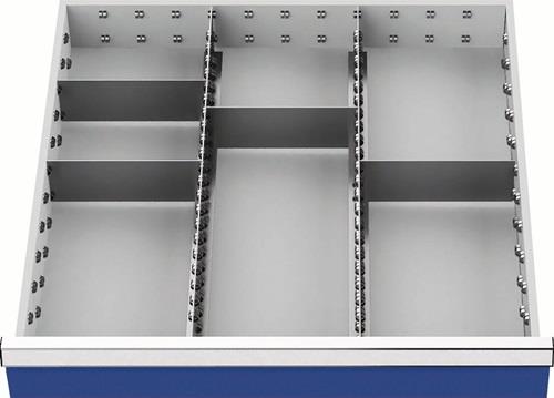 Schubladenunterteilungsmaterial Front-H.100-125mm 2 Längs-/4 Querteiler