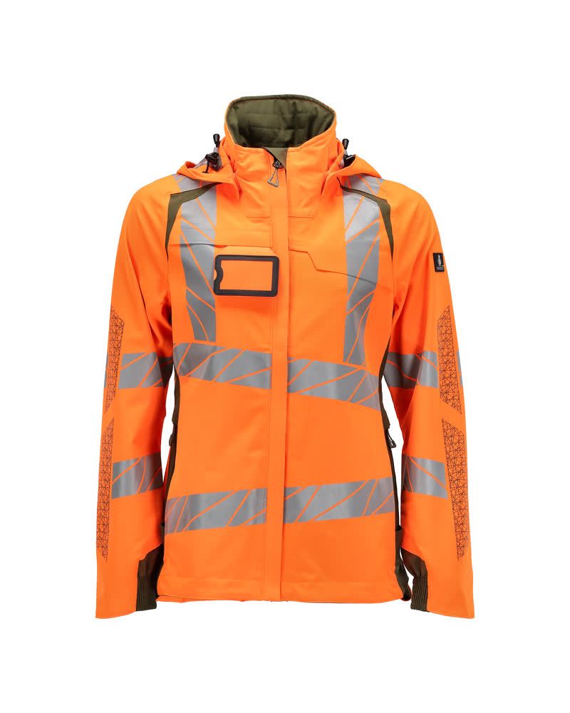 Damen-Passform Hardshelljacke ACCELERATE SAFE Hi-vis Orange/Moosgrün L
