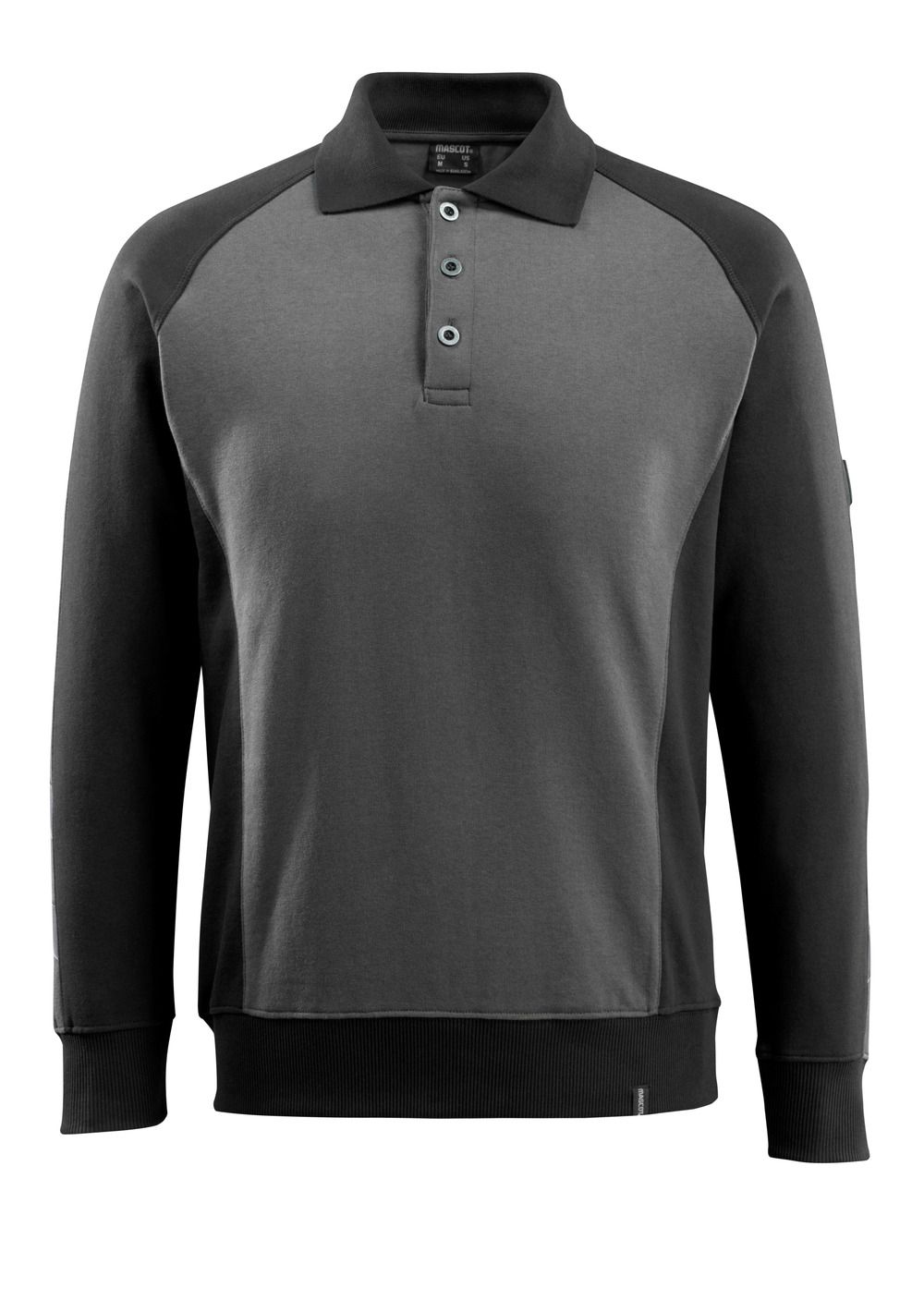 Polo-Sweatshirt UNIQUE Dunkelanthrazit/Schwarz L