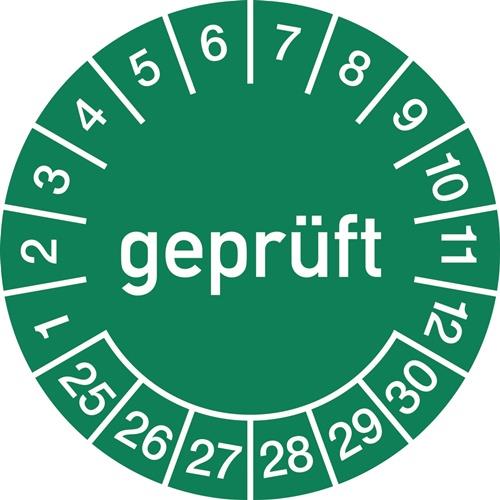 Mehrjahresprüfplakette D.15mm gepr.2025-2030 Folie