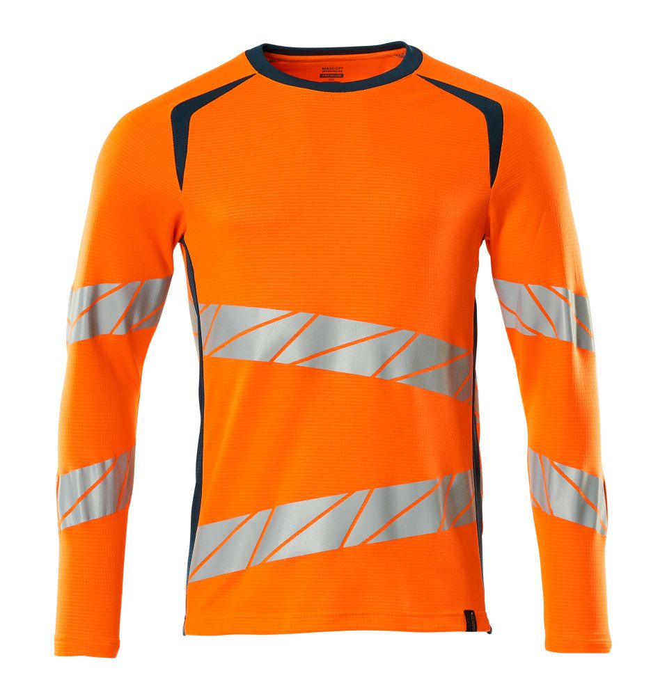 Langarmshirt ACCELERATE SAFE Hi-vis Orange/Dunkelpetroleum L  ONE