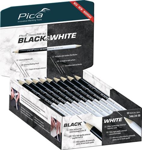 Markierstift Classic FOR ALL BlackundWhite L.24cm 2B beids.gespitzt PICA