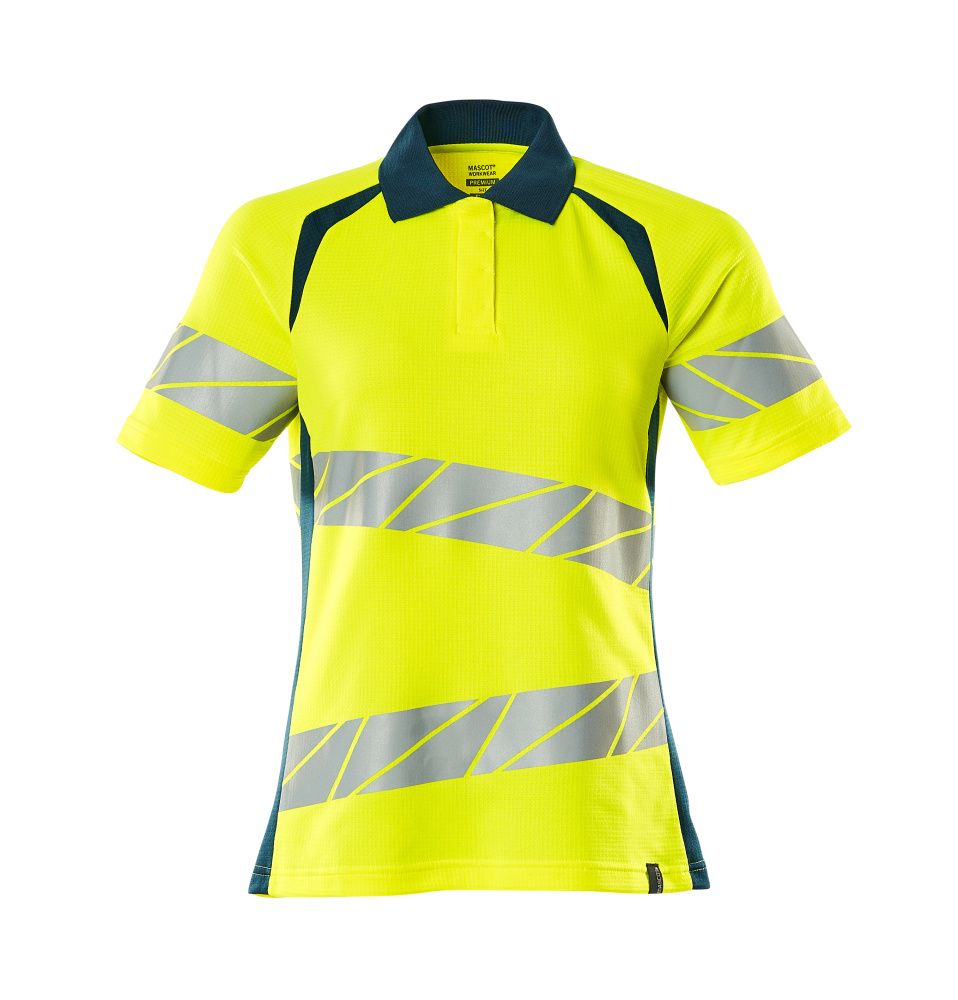 Damen-Passform Polo-Shirt ACCELERATE SAFE Hi-vis Gelb/Dunkelpetroleum L  ONE