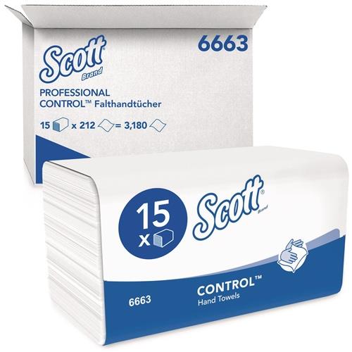 Handtuch Scott® 6663 1-lagig,geprägt weiß L.ca.315 mmxB.ca.215mm 3180 Tücher/VE
