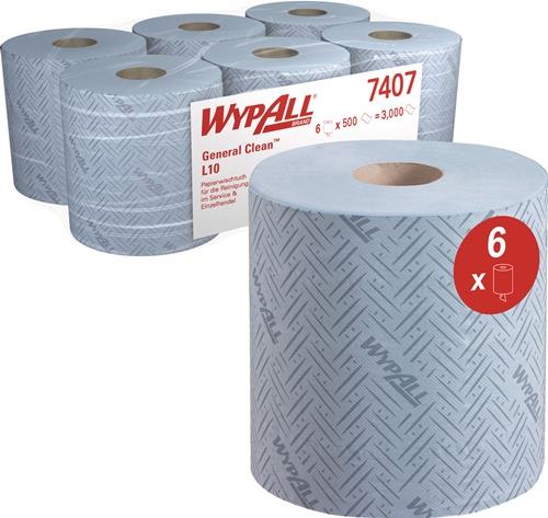 Putztuch WYPALL L10 7407 L.ca.380xB.ca.183mm blau 1-lagig,perforiert,RCS 6 RL/KT