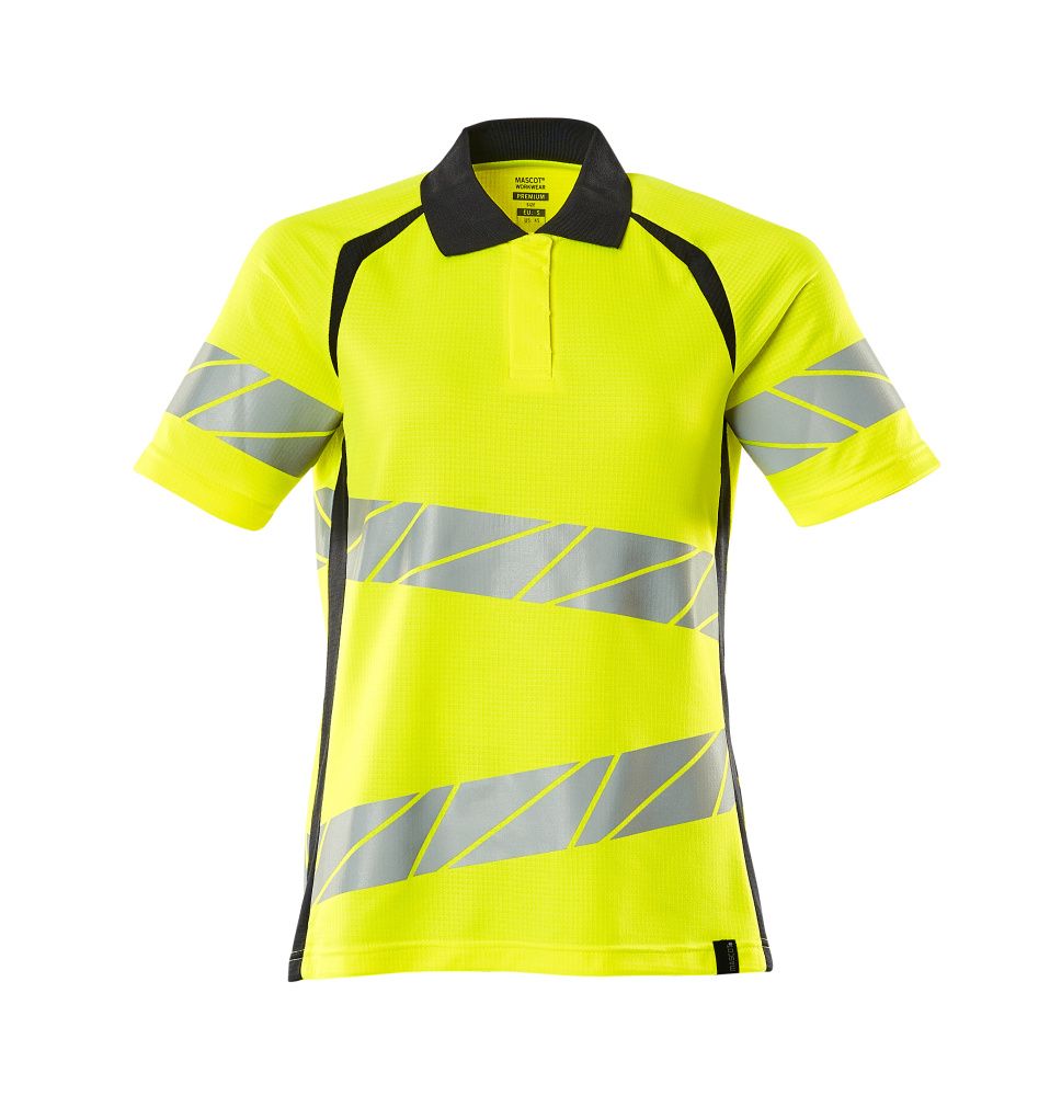 Damen-Passform Polo-Shirt ACCELERATE SAFE Hi-vis Gelb/Schwarzblau L  ONE