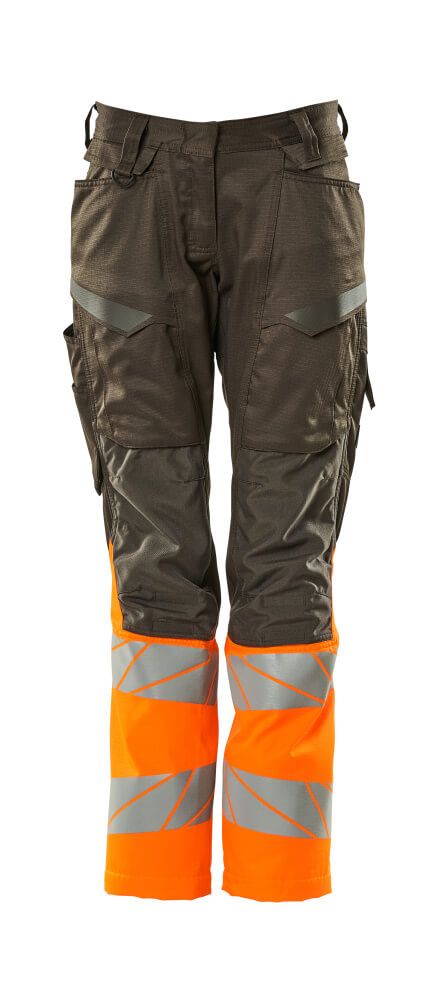 Damen-Passform DIAMOND Hose mit Knietaschen ACCELERATE SAFE Dunkelanthrazit/Hi-vis Orange 82C50