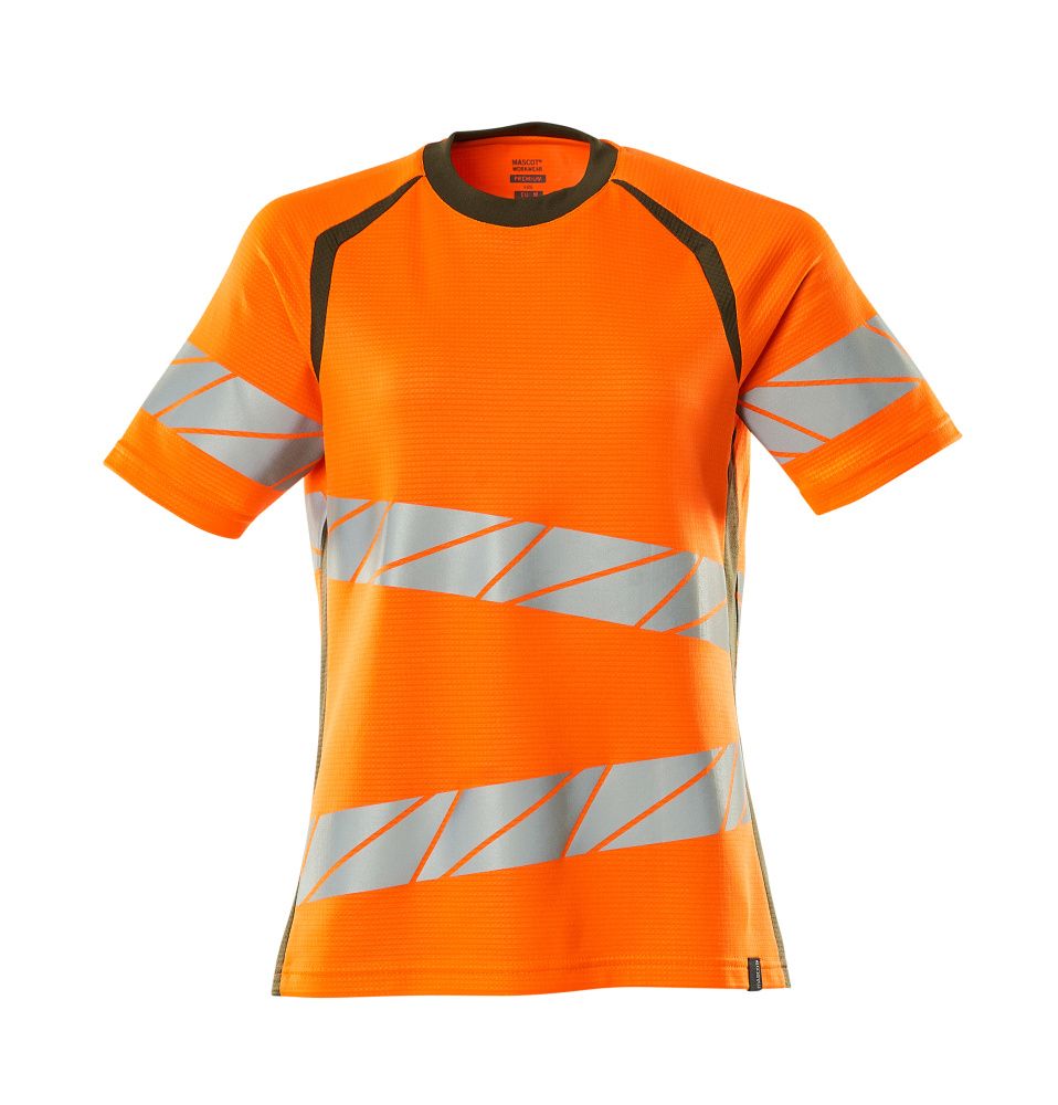 Damen-Passform T-Shirt ACCELERATE SAFE Hi-vis Orange/Moosgrün 5XLONE