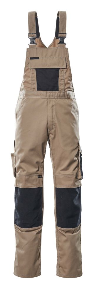 Latzhose mit Knietaschen UNIQUE Hellkhaki/Schwarz 76C48