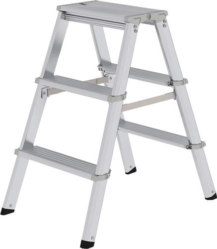 Stufenstehleiter 2x3 Stufen Alu.Gesamt-H.690mm MUNK