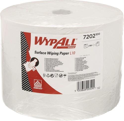 Putztuch WYPALL L10 EXTRA 7202 L.ca.380 mmxB.ca.235mm weiß 1-lag.,perforiert