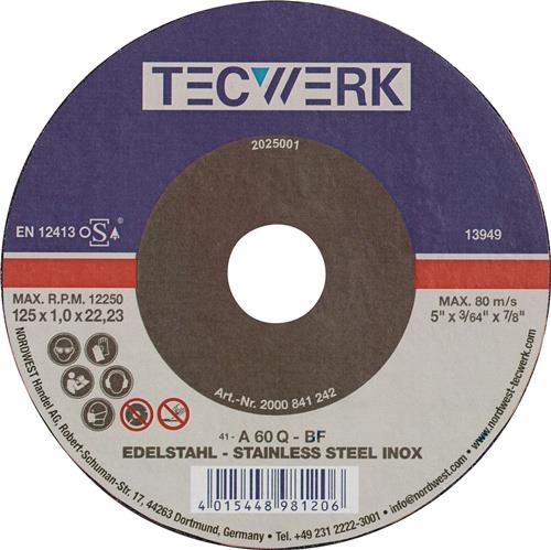 Trennscheibe INOX D115x1,5mm ger.INOX Bohr.22,23mm TECWERK