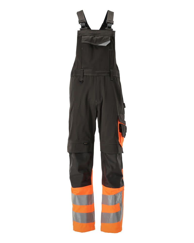 Latzhose mit Knietaschen SAFE SUPREME Dunkelanthrazit/Hi-vis Orange 76C46