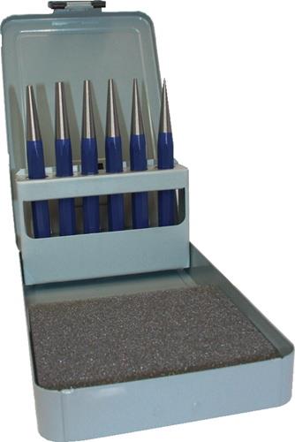 Durchtreibersatz 6tlg.1-2-3-4-5+Körner-D.4mm Metallkass.TECWERK