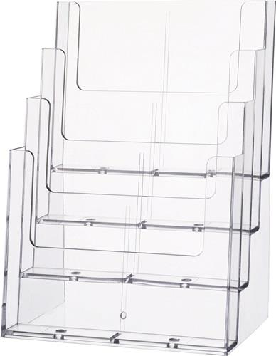 Tischprospekthalter 4 x DIN A4 hoch Ku.transp.freistehend HELIT