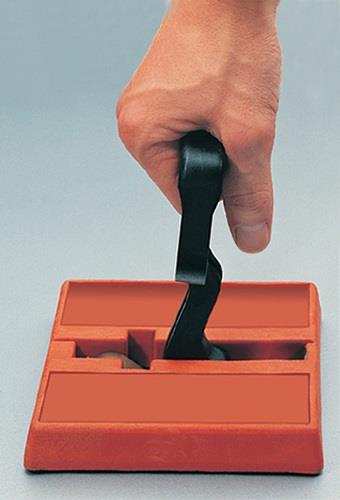 Plattenhandhebemagnet L160xB150xH25mm m.Exzenter am D-Griff 0,9 kN