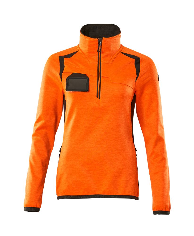 Damen-Passform Fleecejacke mit kurzem Reißverschluss ACCELERATE SAFE Hi-vis Orange/Dunkelanthrazit L