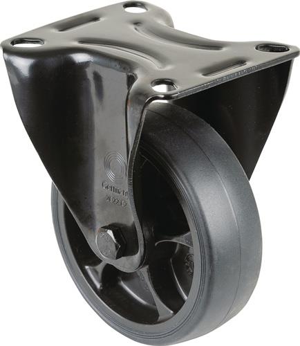 Bockrolle D.100mm Trgf.110kg Gum.Platte L104xB80mm Farbe Rl.schwarz BS ROLLEN