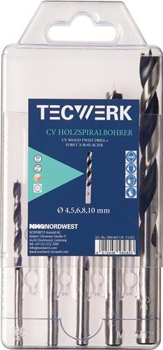 Holzspiralbohrersatz D.3,4,5,6,7,8,9,10mm 8tlg.CV-Stahl TECWERK