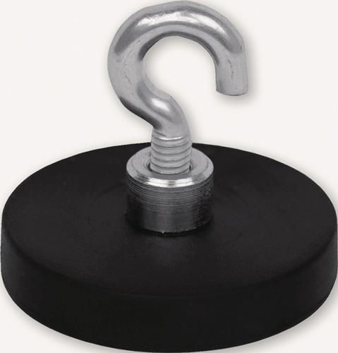 Neodymmagnet D.31mm gummierter Magnet,m.Hak.D.6,4mm 5St./Karton EICHNER