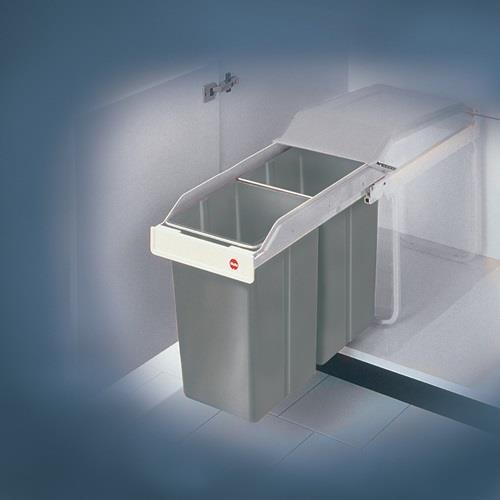 Abfallsammler Multi-Box 2 x 15l B260xT510xH460mm grau f.Unterschränke ab B.300mm