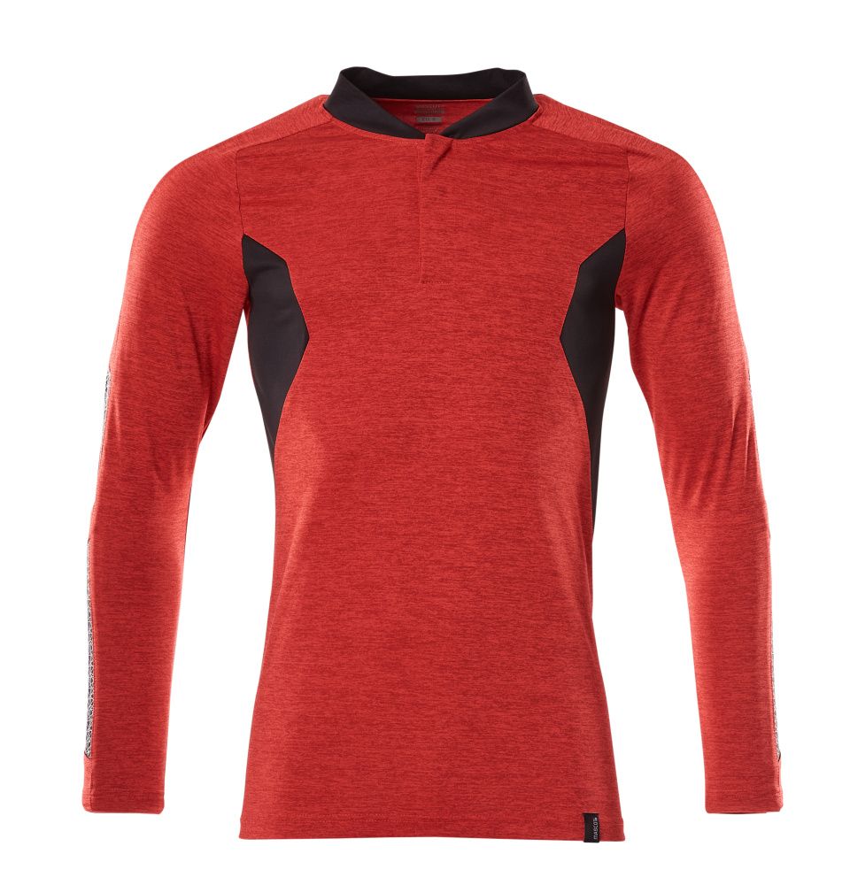 Polo-Shirt, Langarm ACCELERATE Verkehrsrot meliert/Schwarz 2XLONE