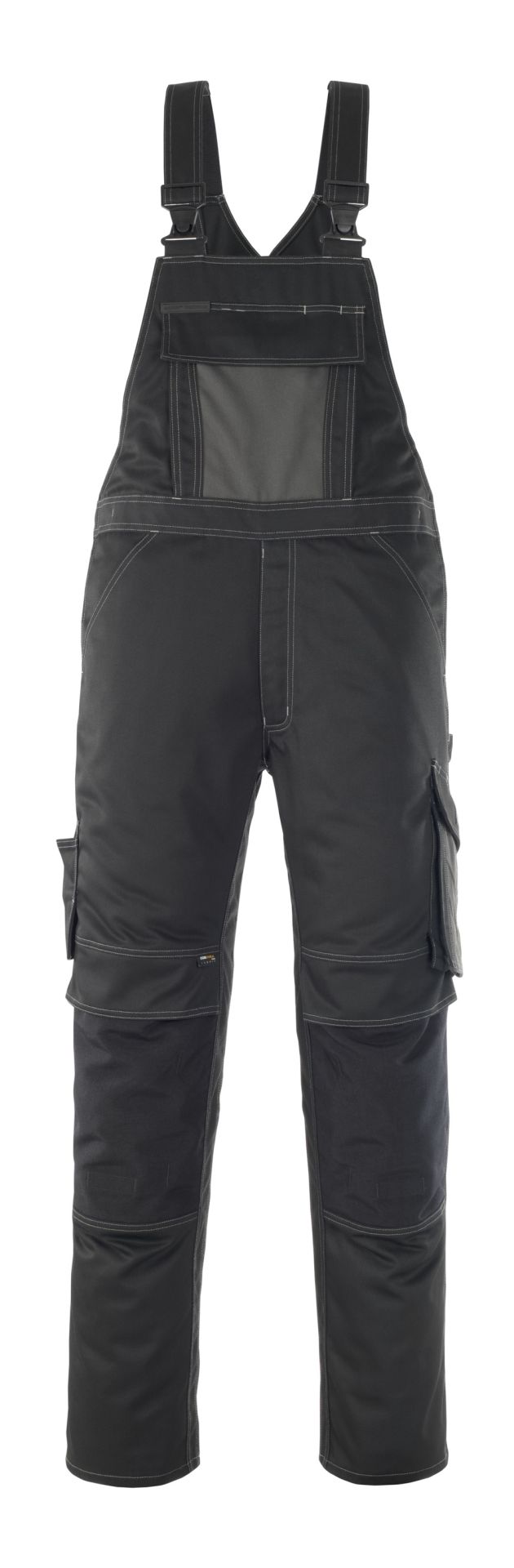 Latzhose mit Knietaschen UNIQUE Schwarz/Dunkelanthrazit 76C48
