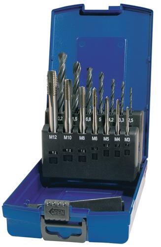 Maschinengewindebohrerset DIN 371/376 B M3-M12 14tlg.HSS Ku.-Kass.TECWERK