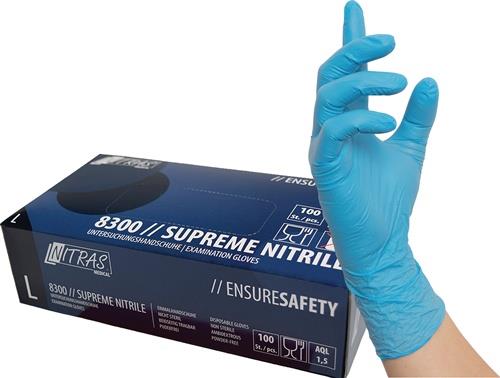 Einweghandschuh SUPREME NITRILE Gr.L blau Nitril EN374 PSA III 100 St.NITRAS