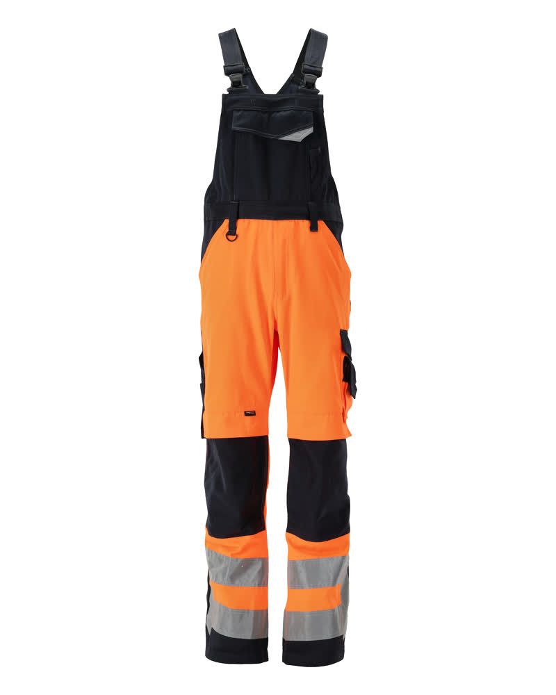 Latzhose mit Knietaschen SAFE SUPREME Hi-vis Orange/Schwarzblau 82C52