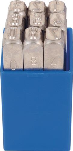 Schlagzahlensatz 330 9-tlg.Zahlen 0-9 Schrift-H.1,5mm in Ku.-Box KUKKO