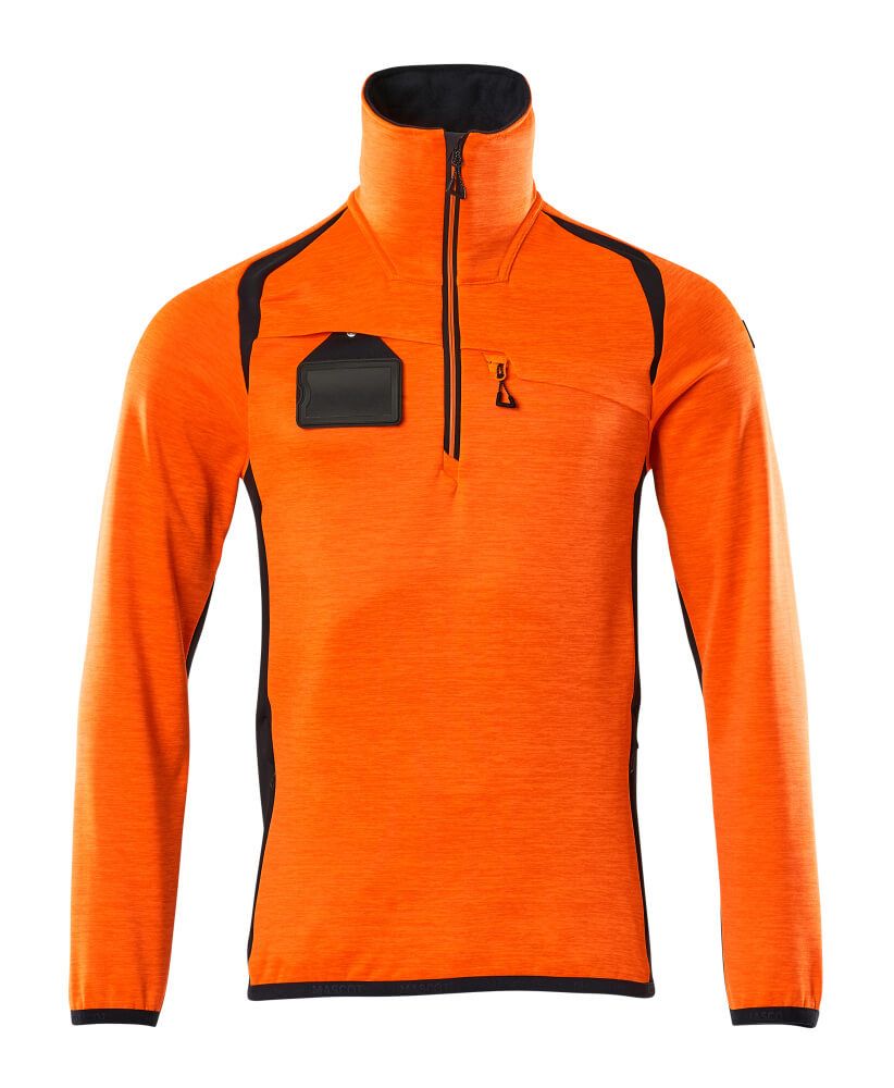 Fleecejacke mit kurzem Reißverschluss ACCELERATE SAFE Hi-vis Orange/Schwarzblau L