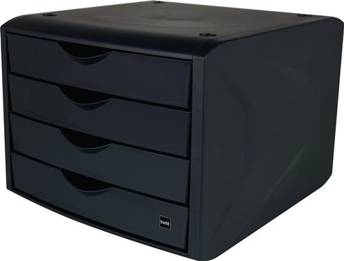 Schubladenbox m.Auszugssperre 4 Schubl.schwarz H215xB265xT332mm HELIT
