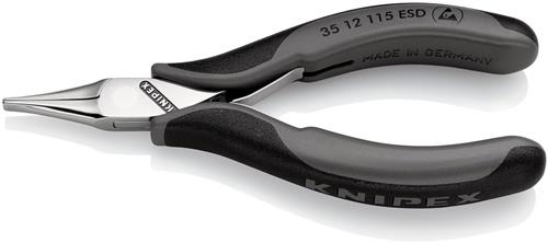 Elektronik-Greifzange Gesamt-L.115mm ESD flachbreite Backen spiegelpol.Form 1
