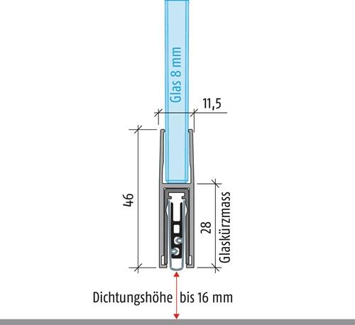 Türdichtung KG-F8 schmal 1-s.L.709mm Alu.silberf.GLT PLANET