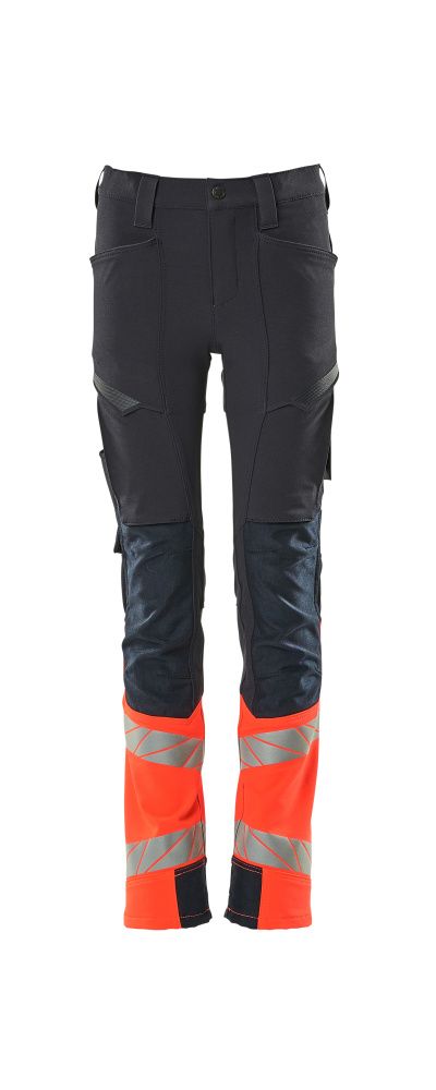 Hose für Kinder ACCELERATE SAFE Schwarzblau/Hi-vis Rot 116