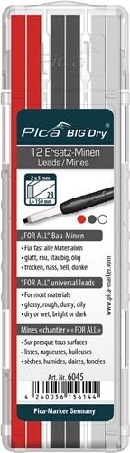 Minenset Pica BIG-Dry je 4x graphit,weiß,rot, universell 12 Minen/Set