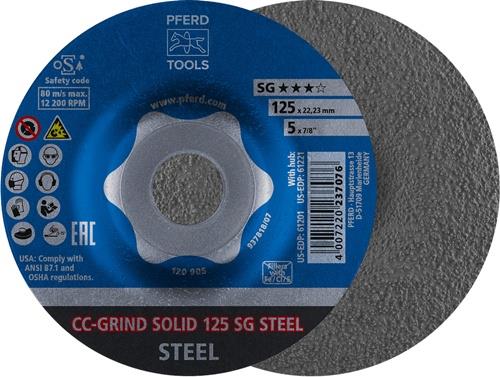Schleifscheibe CC-GRIND-SOLID SG STEEL D125xSmm gekr.STA Bohr.22,23mm PFERD