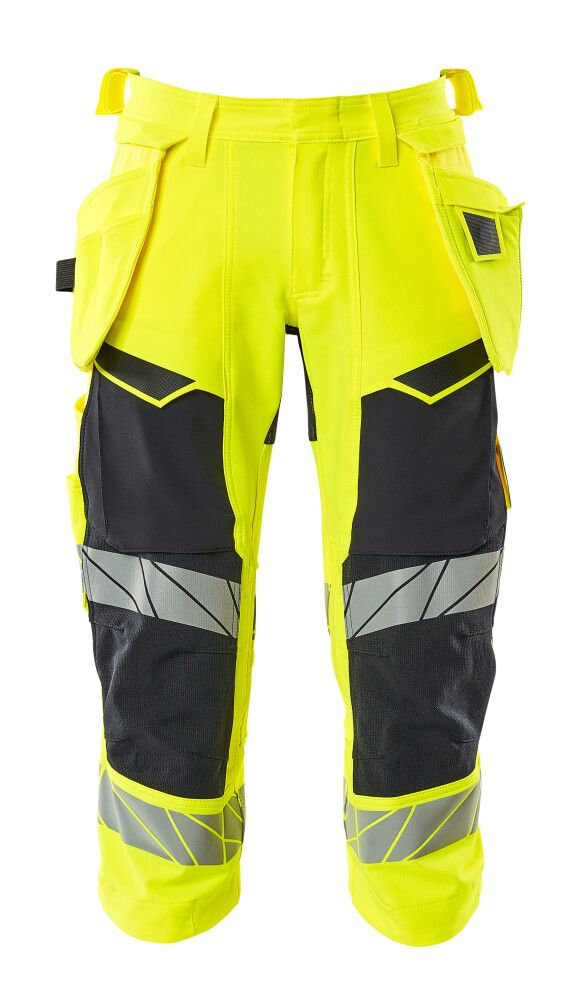 Dreiviertel-Hose mit Hängetaschen ACCELERATE SAFE Hi-vis Gelb/Schwarzblau C48