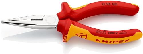 Flachrundzange DIN ISO 5745 L.160mm flach/rund ger.Mehrkomp.-Hülle VDE KNIPEX