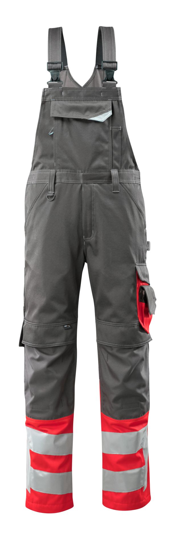 Latzhose mit Knietaschen SAFE SUPREME Dunkelanthrazit/Hi-vis Rot 76C46