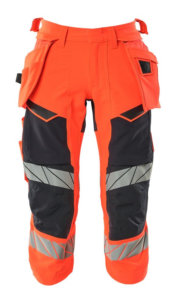 Dreiviertel-Hose mit Hängetaschen ACCELERATE SAFE Hi-vis Rot/Schwarzblau C48