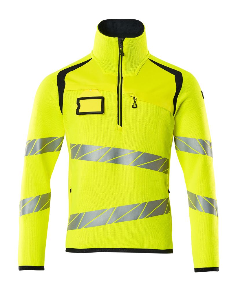 Strickpullover mit kurzem Reißverschluss ACCELERATE SAFE Hi-vis Gelb/Schwarzblau 5XL