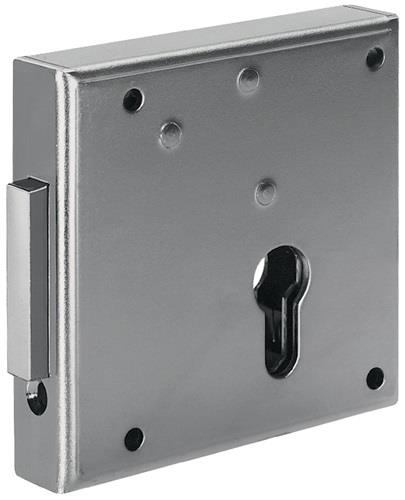 Gittertor-Riegelschloss 100 DIN li.PZ aufliegend 65mm AMF