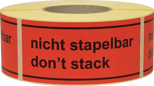Hinweisetikett Nicht stapelbar L.145 mm,B.70mm rot 1000 St./Rolle TRANSPAK