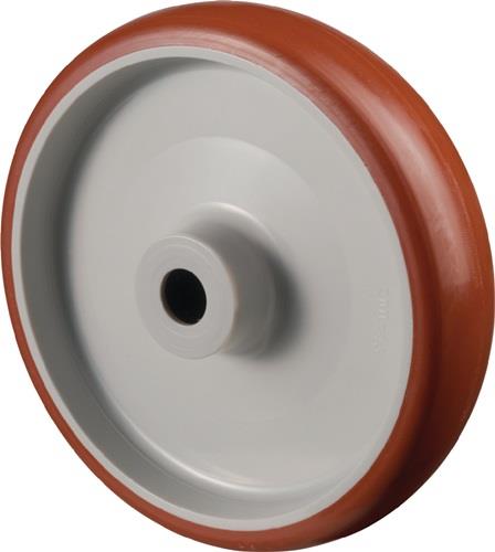 Ersatzrad D.100mm Trgf.170kg Polyurethan,rot Achs-D.12mm Nabenl.40mm BS ROLLEN