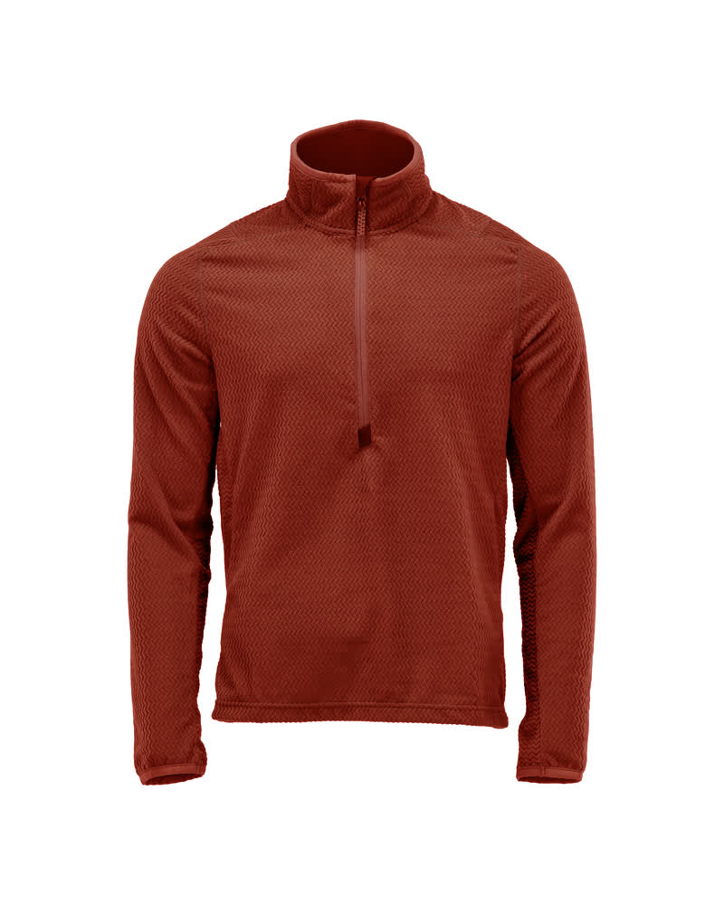Microfleece Pullover mit kurzem Reißverschluss CUSTOMIZED Herbstrot XS